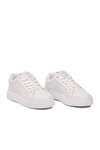 Beyaz Bağcıklı Kalın Tabanlı Rahat Şık Unisex Casual Yürüyüş ve Spor Ayakkabı Sneaker 26201 G