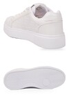 Beyaz Bağcıklı Kalın Tabanlı Rahat Şık Unisex Casual Yürüyüş ve Spor Ayakkabı Sneaker 26201 G