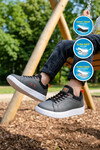 Füme Lastik Bağcıklı Comfort Rahat Tabanlı Erkek Çocuk Sneaker Balase F