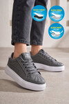 Füme Bağcıklı Kalın Rahat Tabanlı Erkek Casual Yürüyüş Ayakkabı Sneaker 26201 M