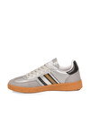 Gümüş-Siyah Bağcıklı Hafif Esnek Rahat Tabanlı Unisex Yürüyüş ve Spor Ayakkabı Sneaker 015 G
