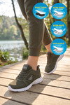 Haki Fileli Hafif Bağcıklı Esnek Unisex Spor Ayakkabı 020 G