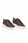 Kahve-Bej Hakiki Deri Bağcıklı Kalın Rahat Tabanlı Erkek Casual Ayakkabı Sneaker 272303 