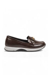 Tokalı Şık Hafif Rahat Kadın Kahve Kırışık Klasik Casual Ayakkabı Loafer 062 Z