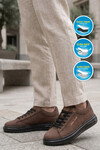 Erkek Kahve Bağcıklı Kalın Taban Erkek Casual Ayakkabı Sneaker 8078 Dashor M