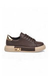 Kahve Bağcıklı Kalın Rahat Tabanlı Kadın Casual Yürüyüş Ayakkabı Sneaker 261261