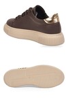 Kahve Bağcıklı Kalın Rahat Tabanlı Kadın Casual Yürüyüş Ayakkabı Sneaker 261261