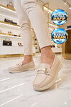 Tokalı Hafif Rahat Kadın Krem Klasik Casual Ayakkabı Loafer 067 26K Z