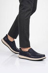Erkek Lacivert Hakiki Deri Kolay Giyilebilir Hafızalı Rahat Taban Casual Ayakkabı Loafer 6501  M