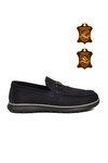 Lacivert Nubuk Hakiki Deri Hafızalı Rahat Tabanlı Şık Erkek Casual Ayakkabı Loafer Sensitive M762 M