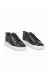 Siyah-Beyaz Hakiki Deri Bağcıklı Kalın Rahat Tabanlı Erkek Casual Ayakkabı Sneaker 272303 