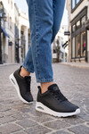 Bağcıklı Siyah-Beyaz Unisex Yürüyüş ve Spor Ayakkabı Sneaker 5101
