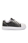 Siyah-Beyaz Bağcıklı Kalın Tabanlı Rahat Şık Unisex Casual Yürüyüş ve Spor Ayakkabı Sneaker 26201 G