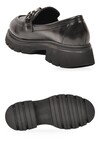 Kadın Loafer Ayakkabı Tokalı Kalın Taban Siyah Cilt Şık Kadın Klasik Casual Ayakkabı 572508 