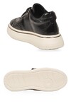 Taş Detaylı Şık Sneaker Kalın Rahat Taban Bağcıklı Siyah Cilt Kadın Casual Yürüyüş Ayakkabı 231176 
