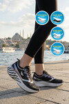 Siyah-Gümüş Hafif Esnek Unisex Koşu Yürüyüş ve Spor Ayakkabı Space G