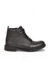 Siyah Hakiki Deri İçi Kürklü Soğuğa Dirençli Kauçuk Taban Fermuarlı Erkek Bot 795