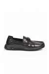 Siyah Hakiki Deri Hafif Esnek Rahat Şık Erkek Casual Ayakkabı Loafer 26K590-2 