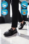 Siyah Hakiki Deri Hafif Esnek Rahat Şık Erkek Casual Ayakkabı Loafer 26K590-2 