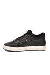 Siyah Hakiki Deri Kroko Desenli Rahat Şık Erkek Casual Ayakkabı Sneaker 6424-1 M