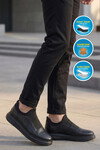 Siyah Hakiki Deri Slip-On Konfor Taban Erkek Casual Ayakkabı Sneaker 6961 M