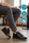 Siyah Hakiki Deri Erkek Casual Sneaker Memory Taban Premium Casual Ayakkabı M030 M