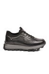 Siyah Premium Hakiki Deri Erkek Casual Ayakkabı Memory Kalın Tabanlı Sneaker M084-2 M