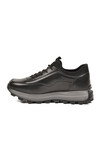 Siyah Premium Hakiki Deri Erkek Casual Ayakkabı Memory Kalın Tabanlı Sneaker M084-2 M