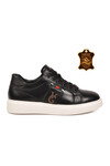 Erkek Siyah Hakiki Deri Bağcıklı Rahat Smart Casual Ayakkabı Sneaker M196 M