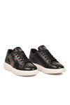 Erkek Siyah Hakiki Deri Bağcıklı Rahat Smart Casual Ayakkabı Sneaker M196 M