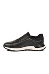 Erkek Siyah Hakiki Deri Casual Ayakkabı Bağcıklı Rahat Konfor Tabanlı Sneaker M294 M