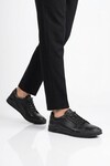Siyah Hakiki Deri Erkek Sneaker Delikli Nefes Alabilen Casual Memory Taban M682 M