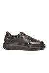 Siyah Hakiki Deri Erkek Sneaker  Memory Taban Premium Casual Ayakkabı M704-1 M