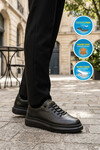 Siyah Hakiki Deri Erkek Sneaker  Memory Taban Premium Casual Ayakkabı M704-1 M