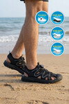 Erkek Outdoor Trekking Sandalet Nefes Alabilen Yapı Misina Bağcık Siyah E339 M
