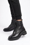 Black Genuine Leather Anatomical Womens Boots 8495 Z