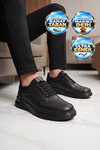 Black Genuine Leather Rubber Laced Mens Casual Shoes 137 M