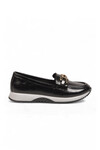 Tokalı Şık Hafif Rahat Kadın Siyah Kırışık Klasik Casual Ayakkabı Loafer 062 Z