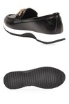 Tokalı Şık Hafif Rahat Kadın Siyah Kırışık Klasik Casual Ayakkabı Loafer 062 Z