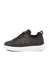 Siyah-Kırmızı Lastik Bağcıklı Comfort Rahat Tabanlı Erkek Çocuk Sneaker Balase F