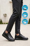 Siyah Kroko Lastik Bağcıklı Erkek Sneaker Balase M