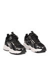 Siyah Cırtlı Bağcıklı Kalın Tabanlı Kız Çocuk Spor Ayakkabı Sneaker Sımba