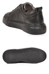 Siyah-Siyah Hakiki Deri Bağcıklı Kalın Rahat Tabanlı Erkek Casual Ayakkabı Sneaker 272303 