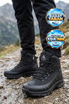 Siyah-Siyah Bağcıklı Fermuarlı Kaymaz Tabanlı Erkek Outdoor Trekking Bot 2115 