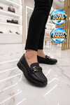 Tokalı Hafif Rahat Kadın Siyah Klasik Casual Ayakkabı Loafer 067 26K Z