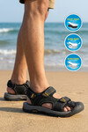 Erkek Outdoor Trekking Sandalet Kapalı Burun Cırtlı Günlük Yürüyüş Siyah E337 M