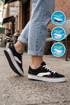 Siyah Dar Kalıp Nefes Alan Bağcıklı Keten Erkek Spor Ayakkabı Sneaker 1002 G