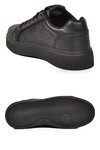 Siyah Bağcıklı Kalın Tabanlı Rahat Şık Unisex Casual Yürüyüş ve Spor Ayakkabı Sneaker 26201 G