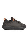 Siyah-Turuncu Lastik Bağcıklı Comfort Rahat Tabanlı Erkek Çocuk Sneaker Balase F
