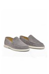 Açık Gri Hakiki Deri Şık Rahat Espadril Erkek Casual Ayakkabı Loafer 6K020-217